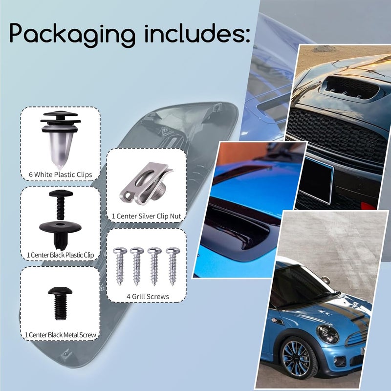 XTPTFABS 51132757697 Hood Scoop Mounting Kit Compatible with MINI Cooper 2007-2013 R56 S,2008-2015 R55 S Clubman,2009-2015 R57 S,Convertible 2011-2015 R58 S Coupe,2011-2015 R59 S Roadster - Image 4